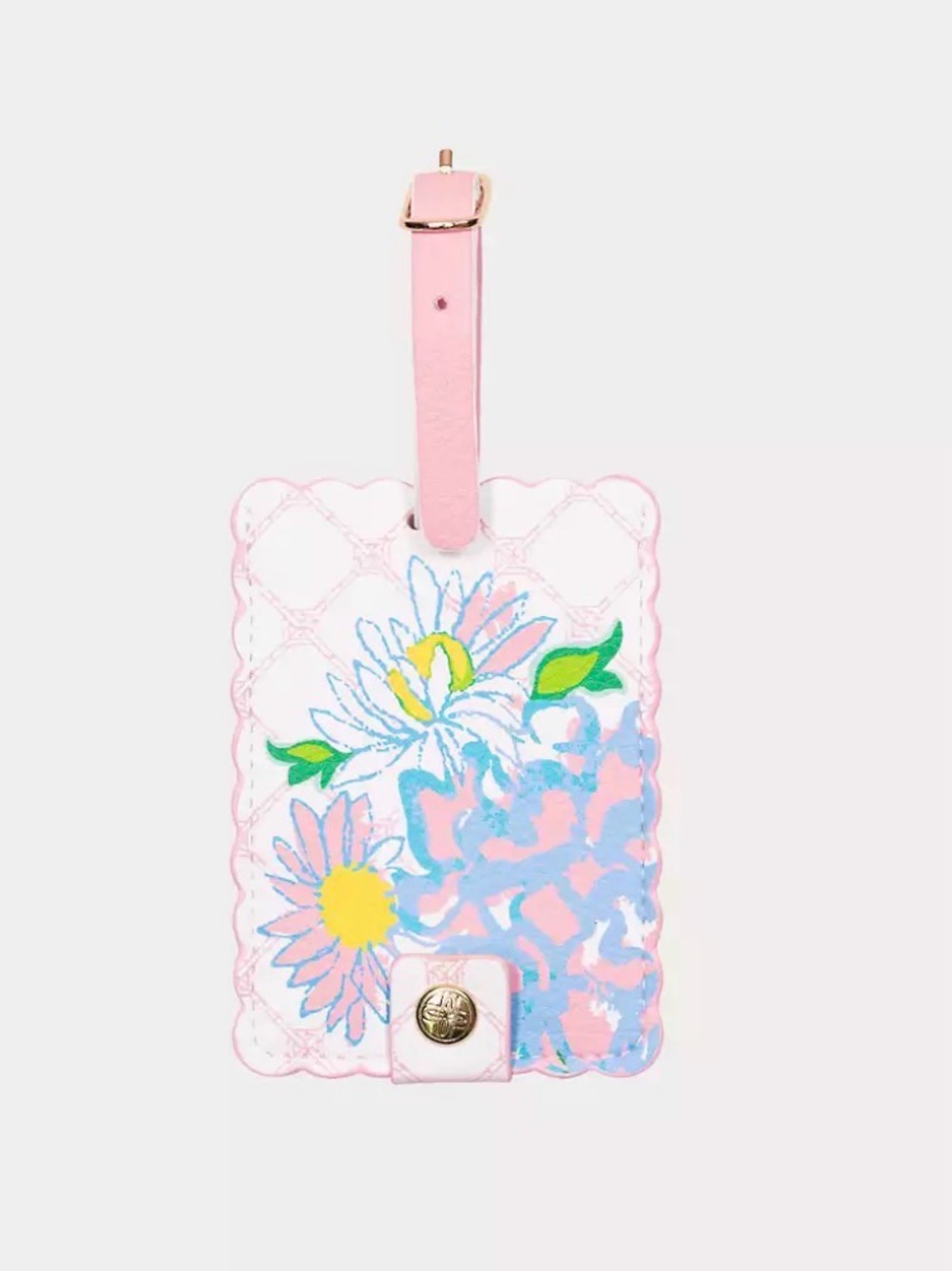 NEW Lilly Pulitzer Floral Pink Luggage Tag with Scalloped Edge
